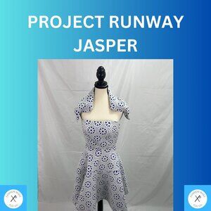 Project runway - Designer Party Dress White & Blue by Jasper Garvida